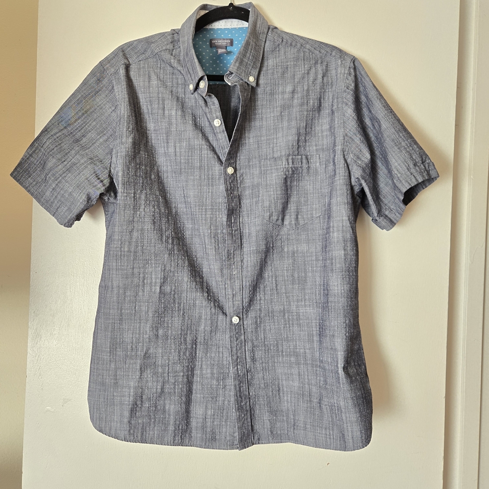Van Heusen Blue Short Sleeve Button Down Dress Shirt